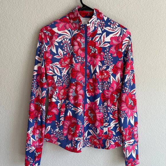 Sigrid Olsen Full Zip Light Golf/Tennis Jacket Sz Small Floral Print Vacation - Picture 1 of 8